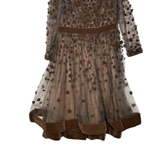 Mac Duggal 67007 Brown Embellished Illusion High Neck Long Sleeve Fit & Flare Dr - Picture 9 of 14